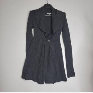 Vince Charcoal Alpaca Cashmere Shawl Collar Wrap Sweater Coat XS